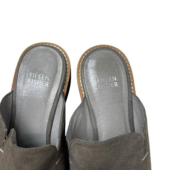 Eileen Fisher Loti Leather Clog Shoes Mules Slip On Wedge Women’s Size 6 - Picture 3 of 8